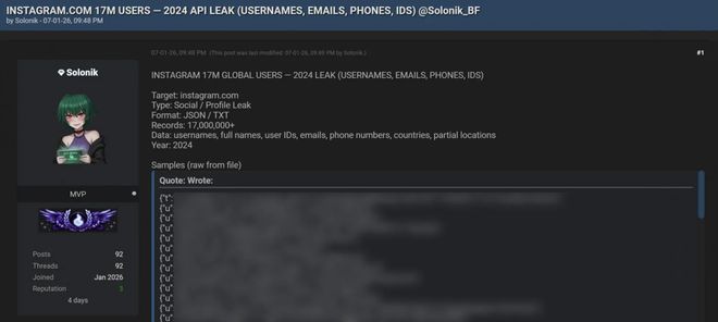 Meta回应1750万Instagram账号数据泄露传闻：系统未被入侵